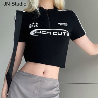 JN Studio เสื้อครอป เสื้อแฟชั่นผู้หญิง สีพื้น สําหรับผู้หญิง ใส่ไปคลับ ปาร์ตี้ 2023 NEW WTX2390AMP 37Z230911