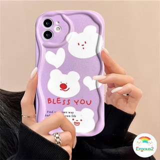 เคสโทรศัพท์มือถือ แบบนิ่ม ลายการ์ตูนหมีน้อยน่ารัก 3D ขอบหยัก กันกระแทก สําหรับ iPhone 15 14 13 12 11 Pro Max X Xr Xs Max 8 7 6 6s Plus SE 2020