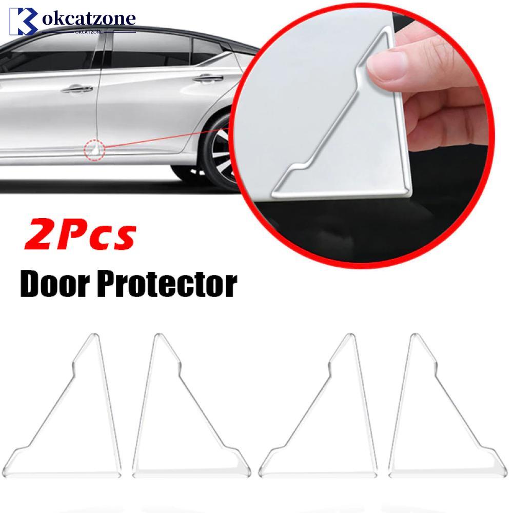 Okcatzone สติกเกอร์ซิลิโคนใส ป้องกันรอยขีดข่วน สําหรับติดมุมประตูรถยนต์ B4R3 2 ชิ้น