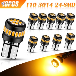 Jen หลอดไฟ LED 194 T10 168 W5W 2825 สีเหลืองอําพัน 12V 3000K 500LM 24-SMD 3014 10 ชิ้น