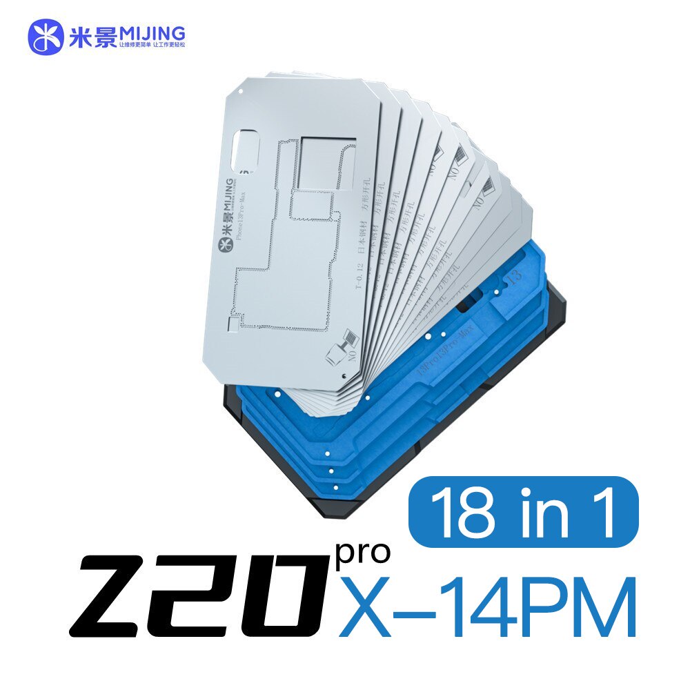 Mj Z20 Pro 18 IN 1 เมนบอร์ดบัดกรี ลายฉลุ BGA สําหรับ iPhone X-14 Pro Max