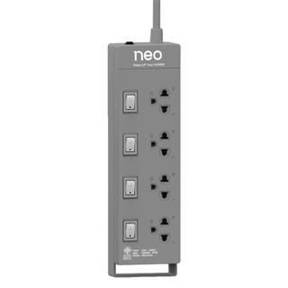 NEO ปลั๊กไฟ (มอก.) 4 ช่อง รุ่น 3134 สีเทา