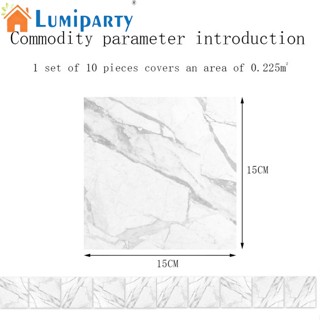 Lumiparty สติกเกอร์ฟิล์ม ลายกระเบื้อง กันน้ํามัน มีกาวในตัว ขนาด 15x15 ซม. สําหรับตกแต่งห้องครัว ห้องน้ํา 10 ชิ้น