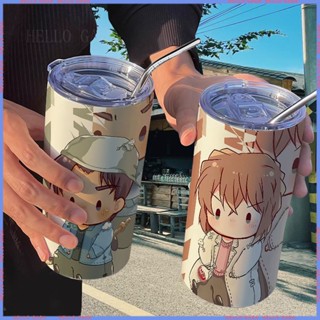 🥤Animation Peripheral 🥤Limited Thermos Cup🥤กระติกน้ําร้อนสเตนเลส ลายการ์ตูนโคล่า โคนัน พร้อมหลอดดูด แบบพกพา คุณภาพสูง