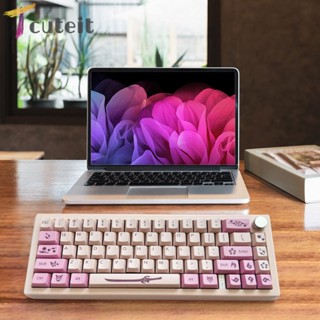 Tcuteit ปุ่มกดคีย์บอร์ด PBT ย้อมสี 5 ด้าน 134 คีย์ ต่อชุด สําหรับคีย์บอร์ด MX Switch Mechanical