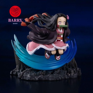 Barry Run Kamado Nezuko โมเดลฟิกเกอร์ PVC รูปการ์ตูนอนิเมะดาบพิฆาตอสูร Kamado Nezuko เปลี่ยนหน้าได้ ขนาด 10 ซม. สําหรับตกแต่งโต๊ะ