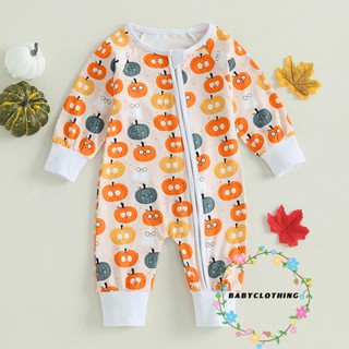 Babyclothes- ชุดรอมเปอร์ คอกลม แขนยาว พิมพ์ลายการ์ตูนฮาโลวีน สําหรับเด็กผู้หญิง และเด็กผู้ชาย