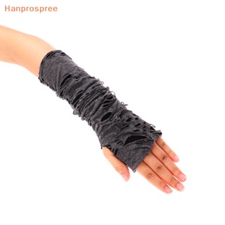 Hanprospree&gt; ถุงมือโกธิค แบบไม่มีนิ้ว สีดํา 1 คู่ สําหรับตกแต่งปาร์ตี้ฮาโลวีน