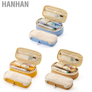 Hanhan Stationery Bag Large  Students Macaron Color Matching Canvas Pencil Box