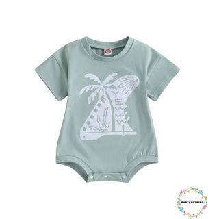 Babyclothes- ชุดรอมเปอร์ บอดี้สูท คอกลม แขนสั้น พิมพ์ลายต้นไม้ ฤดูร้อน สําหรับเด็กทารก เด็กผู้ชาย