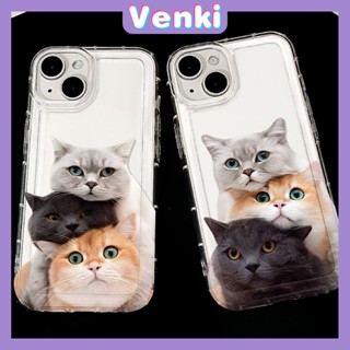 VENKI - เข้ากันได้สำหรับ เคสไอโฟน เคสไอโฟน11 เคส iphone 11 TPU ถุงลมนิรภัยเคสโทรศัพท์กันกระแทกป้องกันกล้องน่ารักสีส้มสีดำสีขาวแมวเข้ากันได้กับ iPhone 15 14 13 PRO MAX iPhone 12 PRO MAX XR 7