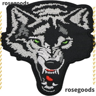 Rosegoods1 แผ่นผ้าโพลีเอสเตอร์ ปักลายหมาป่าน่ารัก 2.9x 3.8 นิ้ว สําหรับเย็บติดเสื้อผ้าสัตว์เลี้ยง 8 ชิ้น