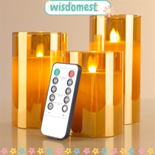 Wisdomest 3 ชิ้น LED ไฟชา ขายดี กลิตเตอร์ ตกแต่งงานแต่งงาน ไฟเทียน