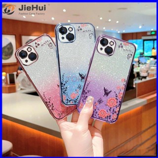 Jiehui เคสโทรศัพท์มือถือ ลายผีเสื้อกระพริบ สําหรับ iPhone 13 14 MMHY