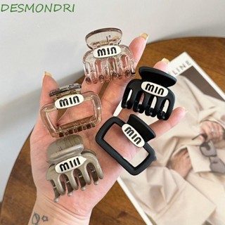 Desmondri กิ๊บติดผมหางม้า อะคริลิคใส ทรงสี่เหลี่ยม ลายตัวอักษร ฉลาม Y2K ขนาดเล็ก สําหรับปาร์ตี้