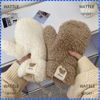 Wattle ถุงมือขนนุ่ม อบอุ่น ลายหมี เหมาะกับฤดูหนาว สําหรับนักเรียน