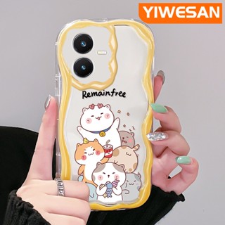 เคสโทรศัพท์มือถือแบบนิ่ม ใส กันกระแทก ลายการ์ตูนแมว สําหรับ VIVO Y22 Y22s