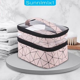 [Sunnimix1] กระเป๋าเครื่องสําอาง แบบสองชั้น แบบพกพา สําหรับเดินทาง เข้ายิม วันหยุด