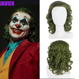 Javier วิกผมสังเคราะห์ ทนความร้อน แบบหยักศก สีเขียว สําหรับคอสเพลย์