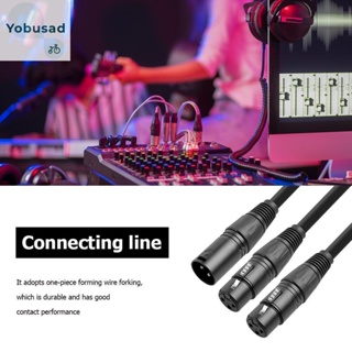 [Yobusad.th] อะแดปเตอร์แปลงสายเคเบิ้ล 3 Pin XLR Male to Dual Female Y Splitter 50 ซม. สีดํา