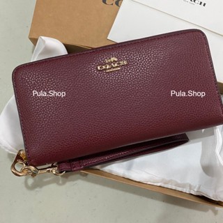 🔥ลดราคา🔥COA002 Long Zip Around Large Pebbled Leather Wallet C4451