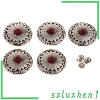 [Szluzhen1] อานสกรู ทรงกลม ลายดอกไม้ สีเขียวขุ่น สีส้ม สําหรับกระเป๋าสตางค์ 5 ชิ้น