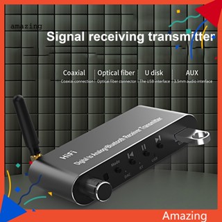 [AM] เครื่องส่งสัญญาณไร้สาย บลูทูธ 51 U Disk Play Coxial Optical เป็น 35 มม. AUX RL DAC สําหรับลําโพง