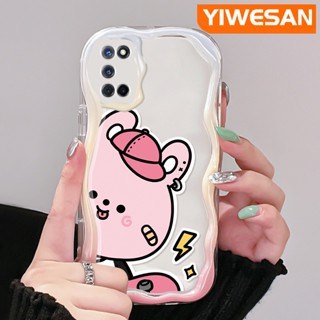 เคสโทรศัพท์มือถือแบบนิ่ม ใส กันกระแทก ลายการ์ตูนหมีสีชมพู สีมาการอง สําหรับ OPPO A52 A92 A72 4G