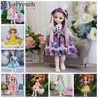 Lacyeszb ดวงตาตุ๊กตา 3D ถอดออกได้ พร้อมเสื้อผ้า 30 ซม. 1/6 BJD ของขวัญวันเกิด