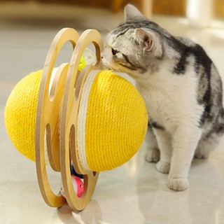 H.T.B.T Cat Scratcher Toy นวัตกรรม Planet Turntable กรงเล็บบดต้านทานการขีดข่วน Double Side Sisal Kitten Scratching Ball