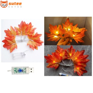 Sutee สายไฟหิ่งห้อย LED 40 ดวง รูปใบเมเปิ้ล สีขาวอบอุ่น 16.4 ฟุต เสียบ USB สําหรับตกแต่งสวน ในร่ม