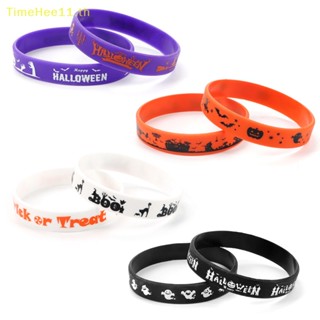 Timehee สร้อยข้อมือยางซิลิโคน ลาย Happy Helloween สําหรับปาร์ตี้ฮาโลวีน 8 ชิ้น 2023 TH