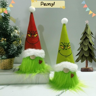 Pdony ตุ๊กตาโนมไร้หน้า ผ้ากํามะหยี่ขนนิ่ม สีเขียว สําหรับแขวนตกแต่งบ้าน คริสต์มาส