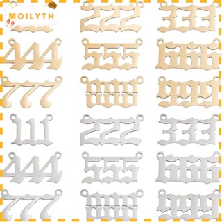 Moilyth จี้สเตนเลส รูปนางฟ้า ตัวเลข สีทอง สีเงิน สําหรับทําเครื่องประดับ