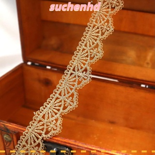 Suchenhd ขอบลูกไม้, ลูกไม้โพลีเอสเตอร์ สีทอง, อุปกรณ์เย็บผ้าลูกไม้ DIY