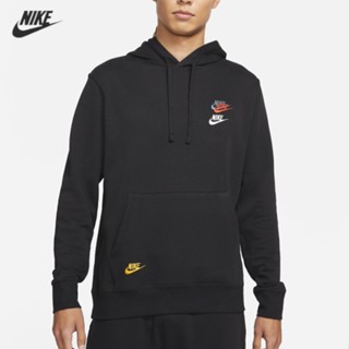 【พร้อมส่ง】ของแท้ 100% Nike เสื้อกันหนาวลําลอง มีฮู้ด ปักลายโลโก้ ทรงหลวม สําหรับผู้ชาย DD4667