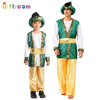 [0714]SHWZ-COS-QZZ Foreign Trade Party Costume Muslim Dubai Chief Parent-Child Arab Green Prince Cosplay Costume Parent-child clothing Animation  Comic  Gift  Halloween  COSPLAYCou