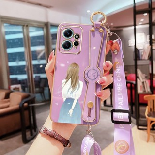 Ybd เคสโทรศัพท์มือถือ ลายเด็กผู้หญิง พร้อมสายคล้องยาว สีฟ้า สําหรับ Xiaomi Redmi 12 Note 12 Pro Plus 4G 5G Note 12 Pro+