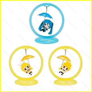 ใหม่ โมเดลฟิกเกอร์ Hatsune Miku Kagamine Rin Len Umbrella Q Version ของเล่นสําหรับเด็ก เก็บสะสม ของขวัญ 3 ชิ้น