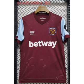 เสื้อกีฬาแขนสั้น ลายทีมชาติฟุตบอล West Ham United Burgundy Jersey ไซซ์ S - XXL 23-24