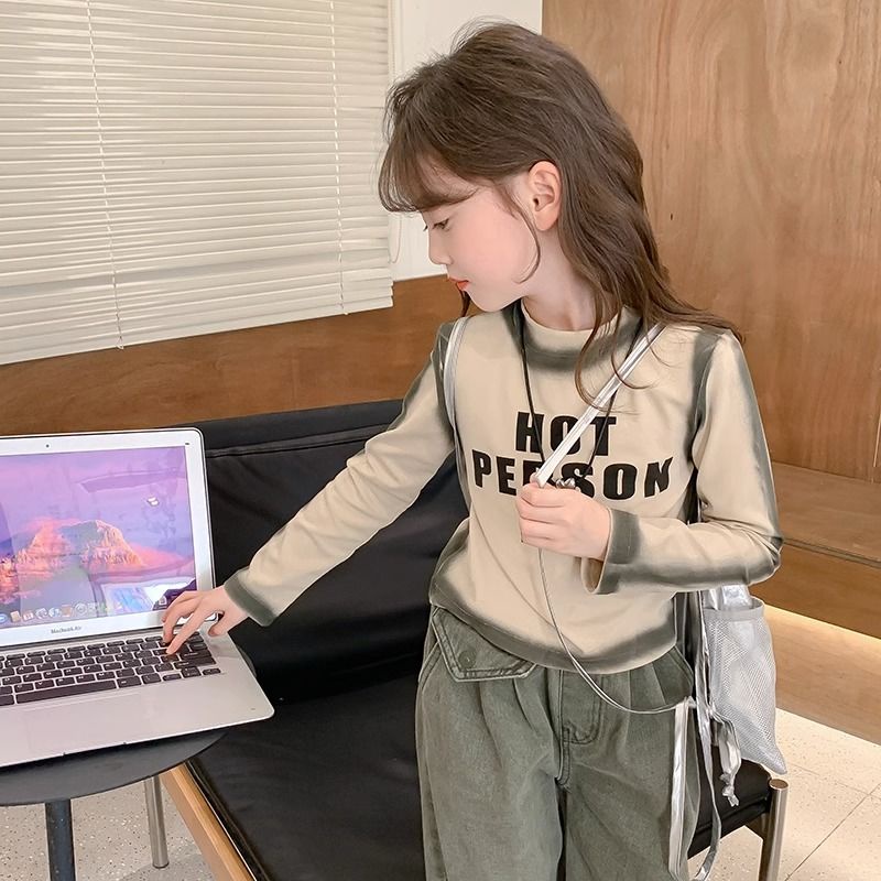 เสื้อยืดแขนยาว แฟชั่นฤดูใบไม้ผลิ และฤดูใบไม้ร่วง สําหรับเด็กผู้หญิง