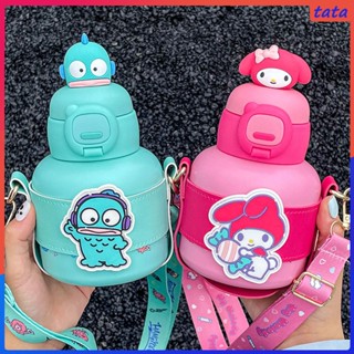 Sanrio Kids Thermos Cup Cute Belly Cup with Straw ขวดน้ำแบบพกพาและฉนวนสำหรับโรงเรียน ขวดน้ำฉนวนพร้อมหลอด 20 ℃120 ℃ ความทนทานยาวนาน (tata.th)