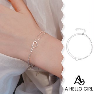 A HELLO GIRL เครื่องประดับ สร้อยข้อมือ จี้รูปหัวใจ แบบรูกลวง…