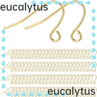 Eucalytus1 ตะขอต่างหู รูปปลา สีทอง 2 สี 0.4x0.7 นิ้ว สีเงิน สําหรับทําเครื่องประดับ 200 ชิ้น