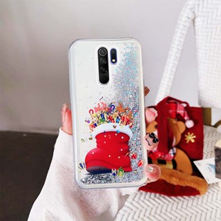 Ybd เคสโทรศัพท์มือถือ ลายต้นคริสต์มาส ซานตาคลอส กวาง มีทรายไหล สําหรับ Xiaomi Redmi Note 8 Pro Redmi 9 Prime 8 8A 9A