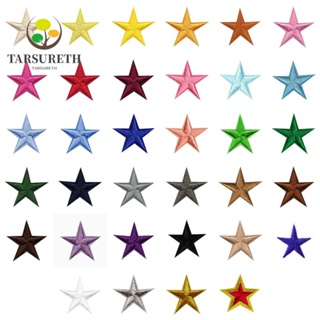 Tarsureth แผ่นแพทช์รีดร้อน รูปดาว 3 ซม. 5 ดาว 34 สี สําหรับเย็บติดหมวก DIY 102 ชิ้น