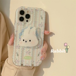 Yiki|เคสโทรศัพท์มือถือ TPU นิ่ม ลายดอกไม้ กระต่ายน่ารัก สีชมพู สําหรับ Samsung A24 A22 A14 A13 A12 A04E A04S A04 A03S A03 A02S A02 A11 A10S A10