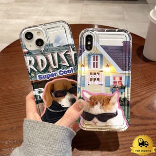 ชัดเจนเคสโทรศัพท์คู่สำหรับไอโฟน 11 12 13 14 15 Pro Max XR 7 6 8Plus X แว่นกันแดด หมาแมวเจ๋งๆ กันกระแทก เคสโทรศัพท์มือถือ