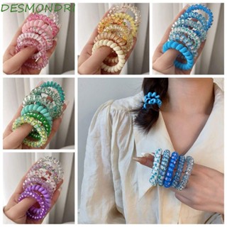 Desmondri ยางรัดผม แบบเกลียว สีแคนดี้ 6 ชิ้น ต่อชุด