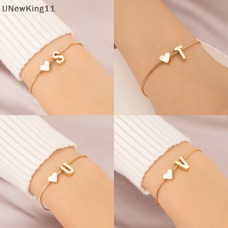 Unewking สร้อยข้อมือ จี้ตัวอักษร 26 ตัว สีทอง เครื่องประดับแฟชั่น สําหรับผู้หญิง